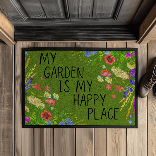 Fußmatte mit Gummirand - my garden is my happy place