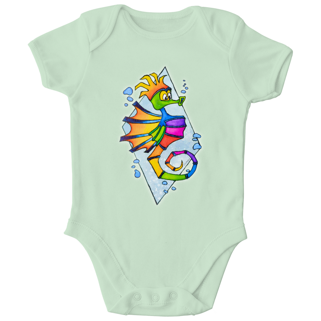 Baby Kurzarm-Body - Seepferdchen